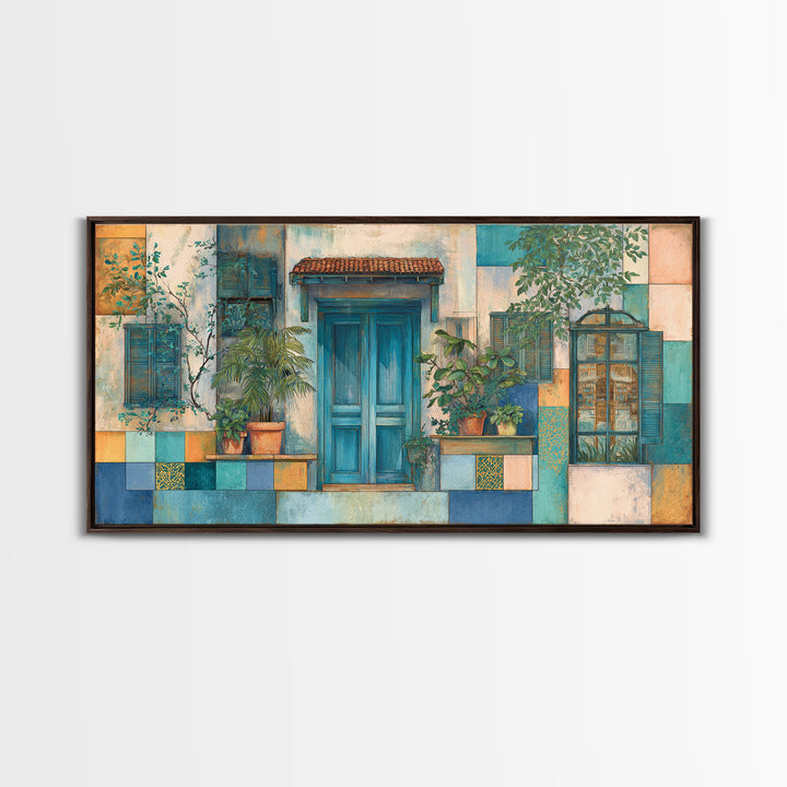 Weathered Window with Blue Shutters Canvas Print, French Country Art, Gallery Decor, Farmhouse Decor, Fine Art, Country, FCA-2x1-41