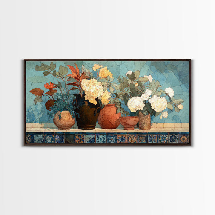 Antique Copper Pot and Flowers Still Life Canvas Print, French Country Art, Art Print, Farmhouse Decor, Fine Art, Country, FCA-2x1-44