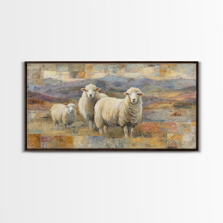 Pastoral Sheep in Rolling Countryside Canvas Print, French Country Art, Statement Artwork, Farmhouse Decor, Fine Art, Country, FCA-2x1-58