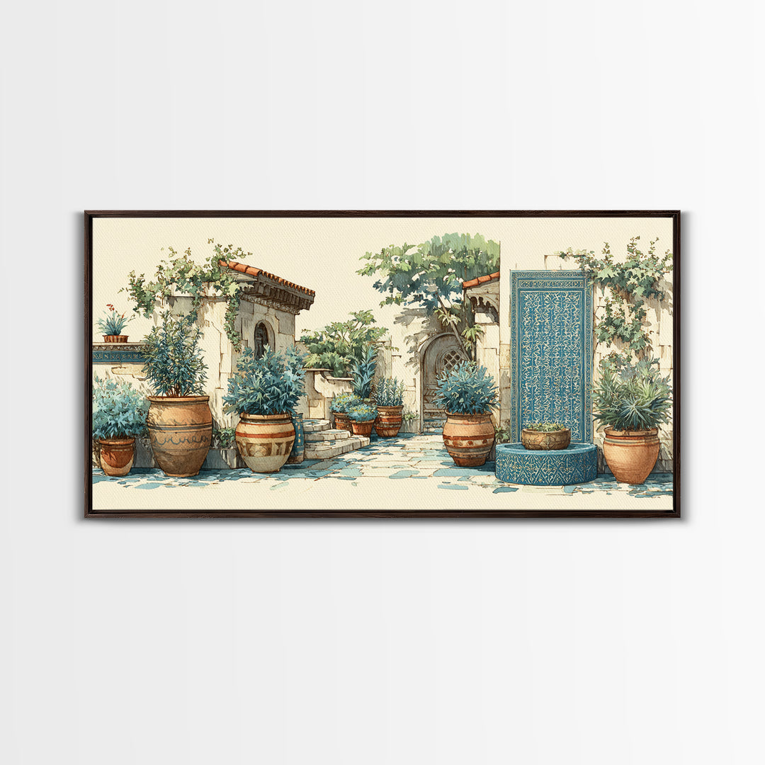 Terra Cotta Pots Framed Canvas Print, French Country Art, Floral Wall Art, Farmhouse Decor, Fine Art, Country, Gallery Decor, FCA-2x1-79