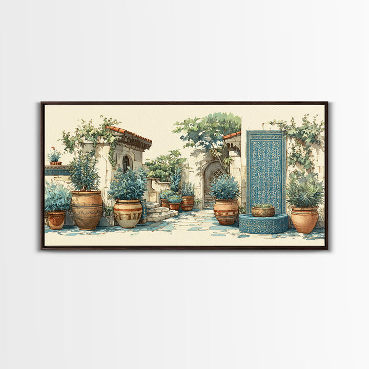 Terra Cotta Pots Framed Canvas Print, French Country Art, Floral Wall Art, Farmhouse Decor, Fine Art, Country, Gallery Decor, FCA-2x1-79