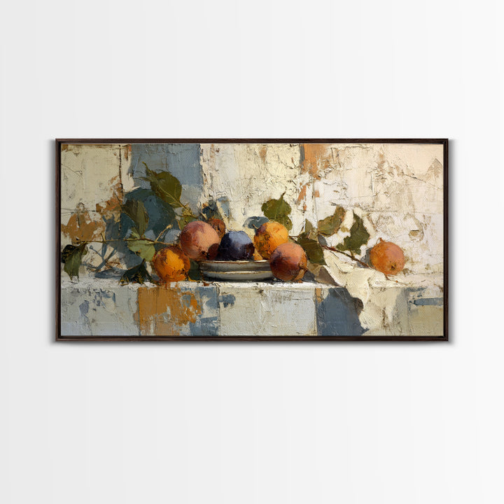 Figs on Ceramic Plate Framed Canvas Print, French Country Art, Farmhouse Wall Decor, Farmhouse Decor, Abstract Art, Country, FCA-2x1-84