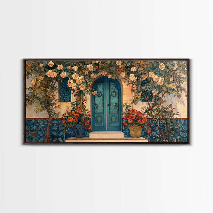Rustic Door Covered Framed Canvas Print, French Country Art, Textured Painting, Farmhouse Decor, Country, Home Decor Gift, FCA-2x1-85