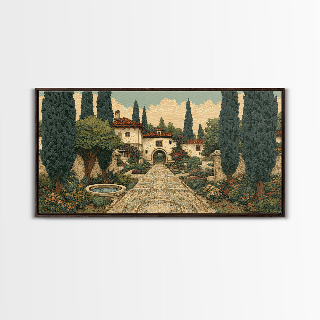 Country Lane Lined Framed Canvas Print, French Country Art, Contemporary Art, Farmhouse Decor, Abstract Art, Country, FCA-2x1-91