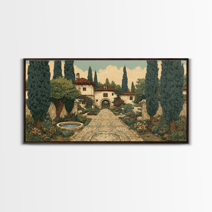 Country Lane Lined Framed Canvas Print, French Country Art, Contemporary Art, Farmhouse Decor, Abstract Art, Country, FCA-2x1-91
