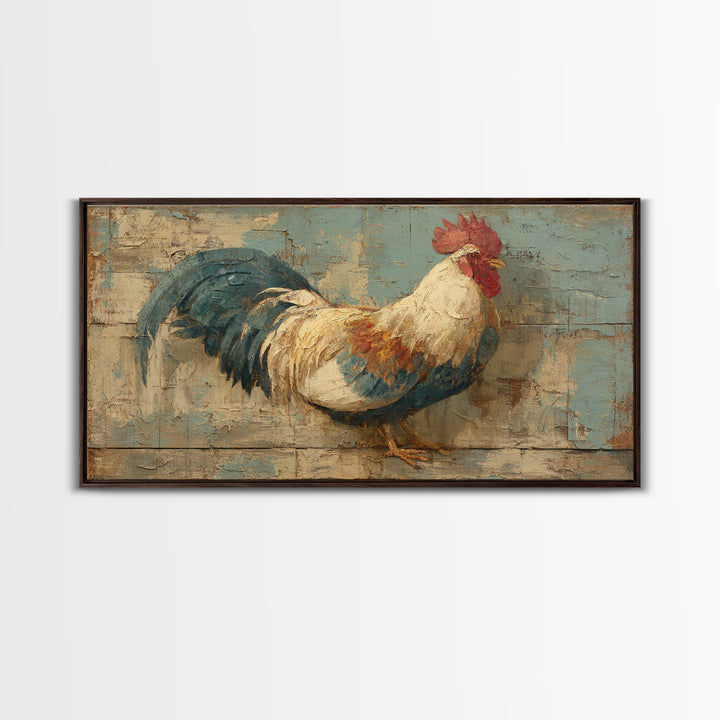 Rooster Portrait in Rustic French Palette Canvas Print, French Country Art, Luxury Decor, Farmhouse Decor, Fine Art, Country, FCA-2x1-94