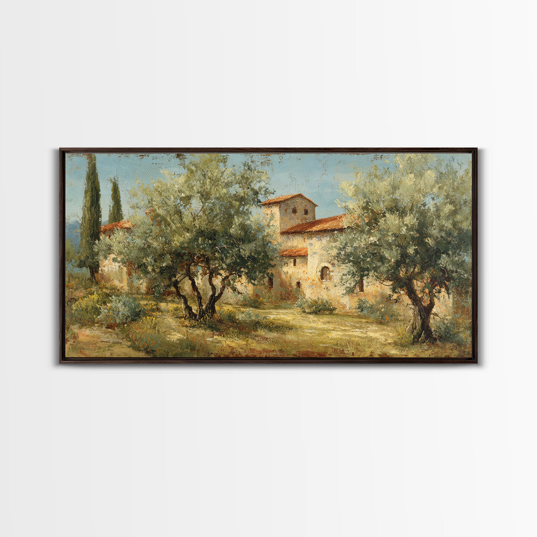 Sunlit Provence Olive Grove Framed Canvas Print, French Country Art, Contemporary Art, Farmhouse Decor, Fine Art, Country, FCA-2x1-97