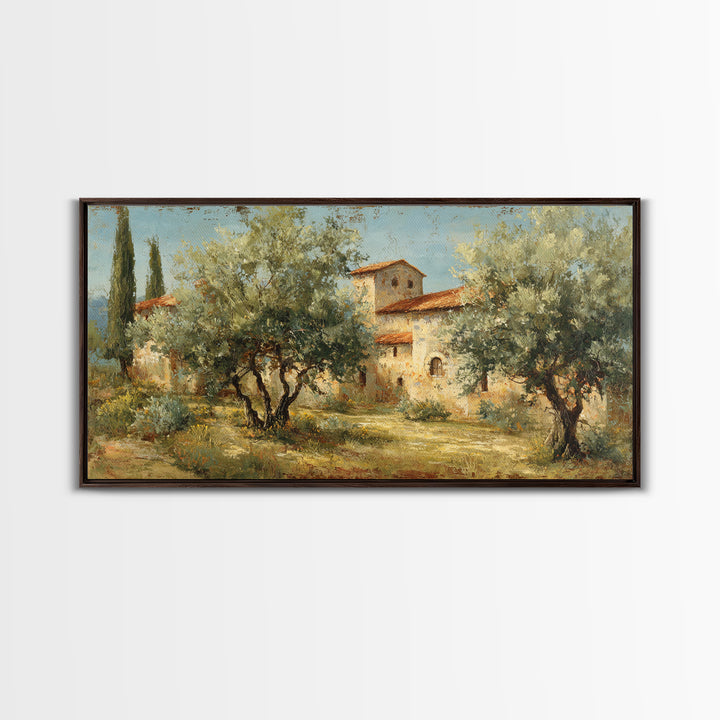 Sunlit Provence Olive Grove Framed Canvas Print, French Country Art, Contemporary Art, Farmhouse Decor, Fine Art, Country, FCA-2x1-97