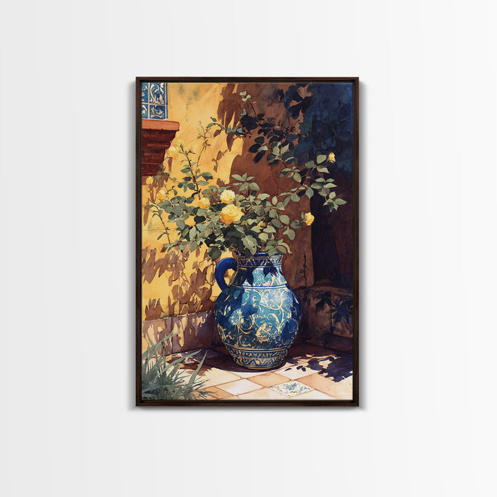 Blue and White Ceramic Pitcher Canvas Print, French Country Art, Home Decor Gift, Farmhouse Decor, Fine Art, Country, FCA-2x3-11