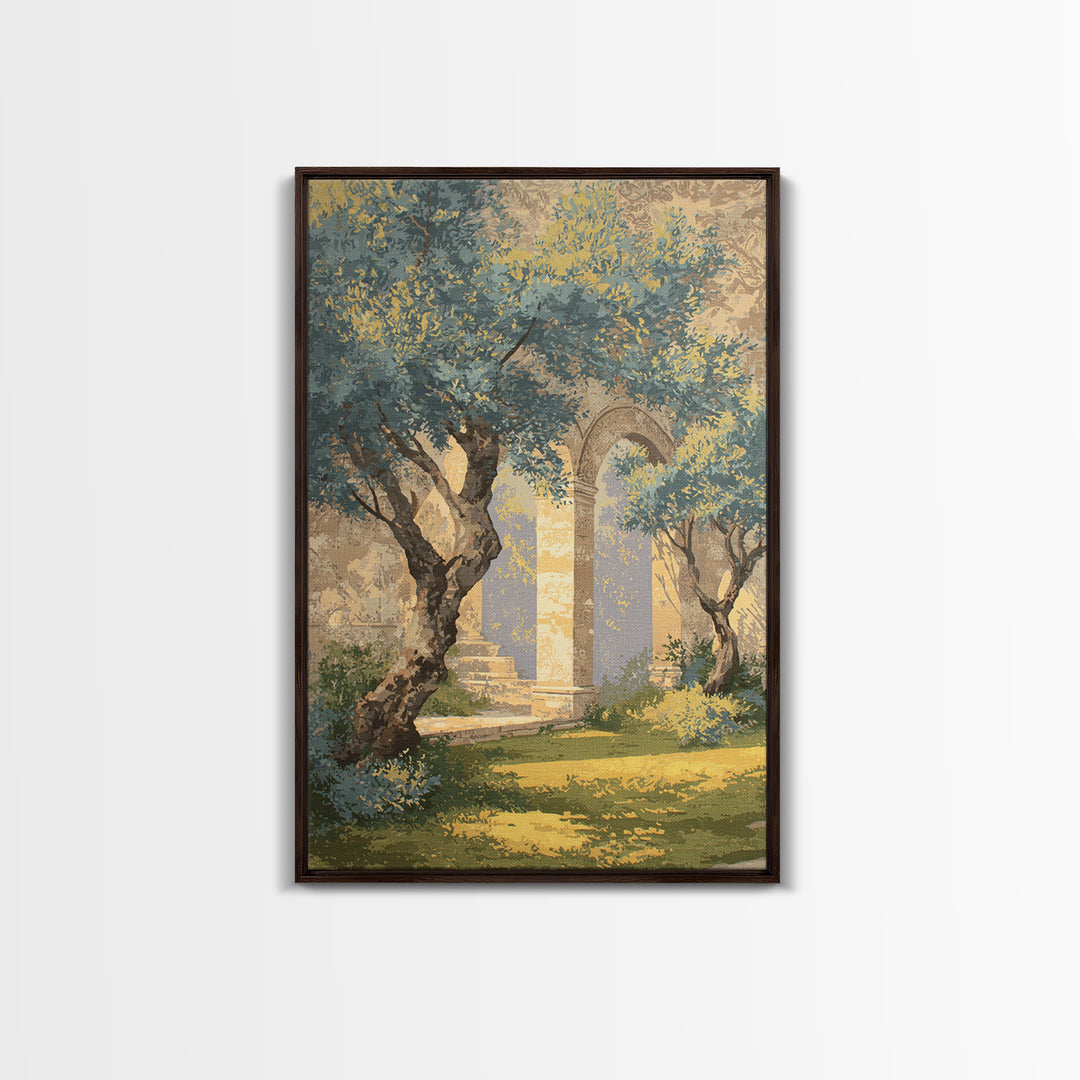 Sunlit Provence Olive Grove Framed Canvas Print, French Country Art, Neutral Decor, Farmhouse Decor, Fine Art, Country, FCA-2x3-37