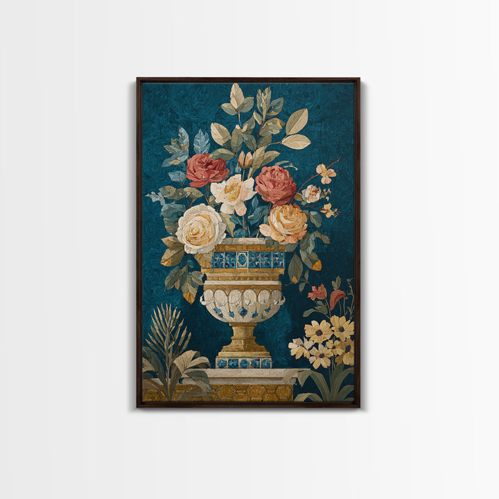 Ch Teau Garden Urn Framed Canvas Print, French Country Art, Digital Art Prints, Farmhouse Decor, Fine Art, Country, Home Decor, FCA-2x3-51