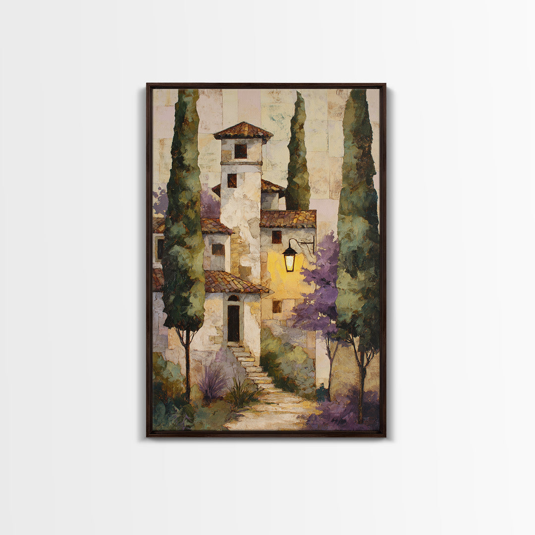 Country Lane Lined Framed Canvas Print, French Country Art, Floral Wall Art, Farmhouse Decor, Fine Art, Country, Gallery Decor, FCA-2x3-55