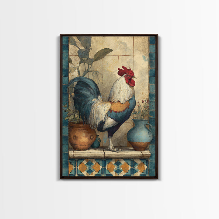 Rooster Portrait in Rustic French Palette Canvas Print, French Country Art, Luxury Decor, Farmhouse Decor, Fine Art, Country, FCA-2x3-58
