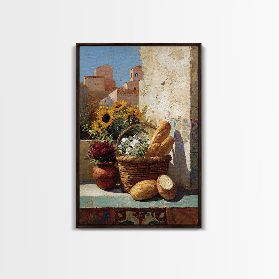 French Market Basket Framed Canvas Print, French Country Art, Downloadable Art, Farmhouse Decor, Country, Luxury Decor, FCA-2x3-63