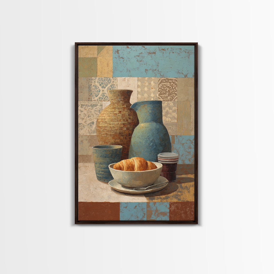 Caf Au Lait Bowl Canvas Print, French Country Art, Fine Art Print, Farmhouse Decor, Oil Painting, Country, Digital Prints, FCA-2x3-66