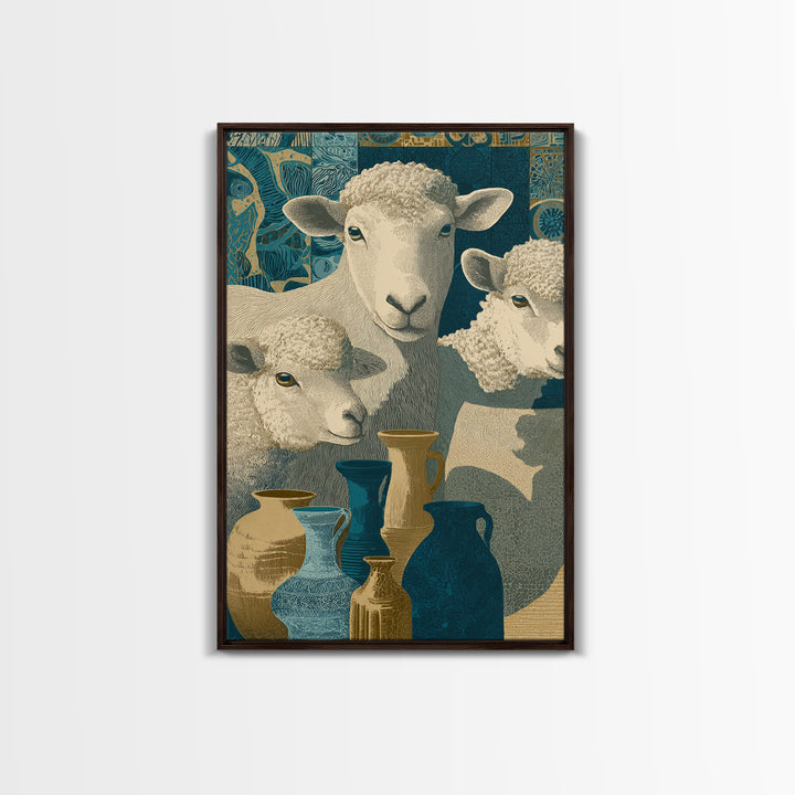 Pastoral Sheep in Rolling Countryside Canvas Print, French Country Art, Statement Artwork, Farmhouse Decor, Fine Art, Country, FCA-2x3-70