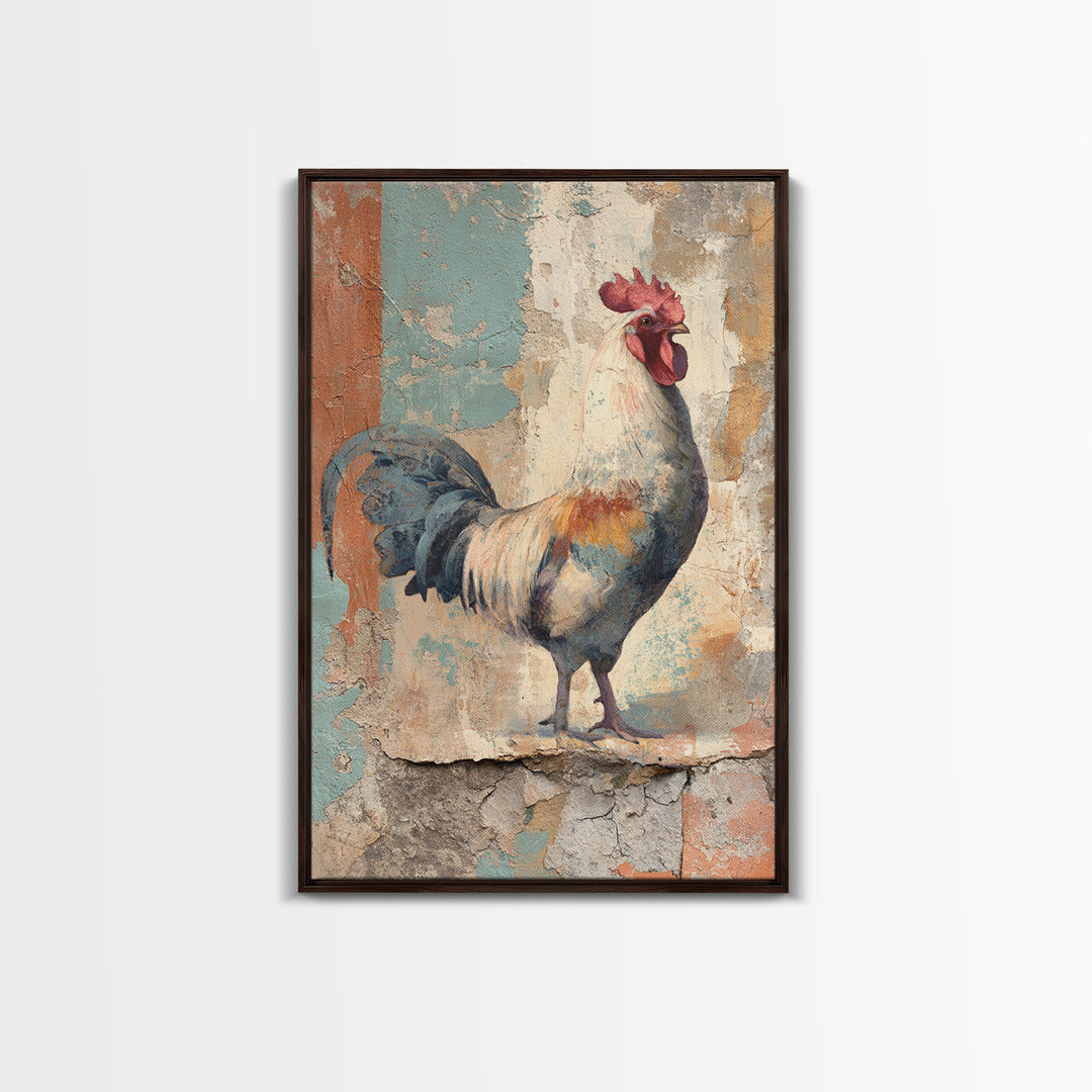 Rooster Portrait in Rustic French Palette Canvas Print, French Country Art, Luxury Decor, Farmhouse Decor, Fine Art, Country, FCA-2x3-82