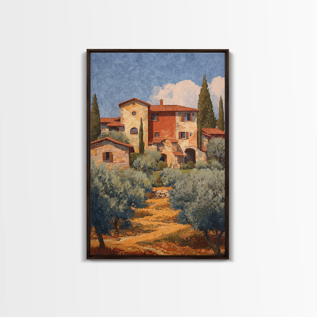 Sunlit Provence Olive Grove Framed Canvas Print, French Country Art, Contemporary Art, Farmhouse Decor, Fine Art, Country, FCA-2x3-85