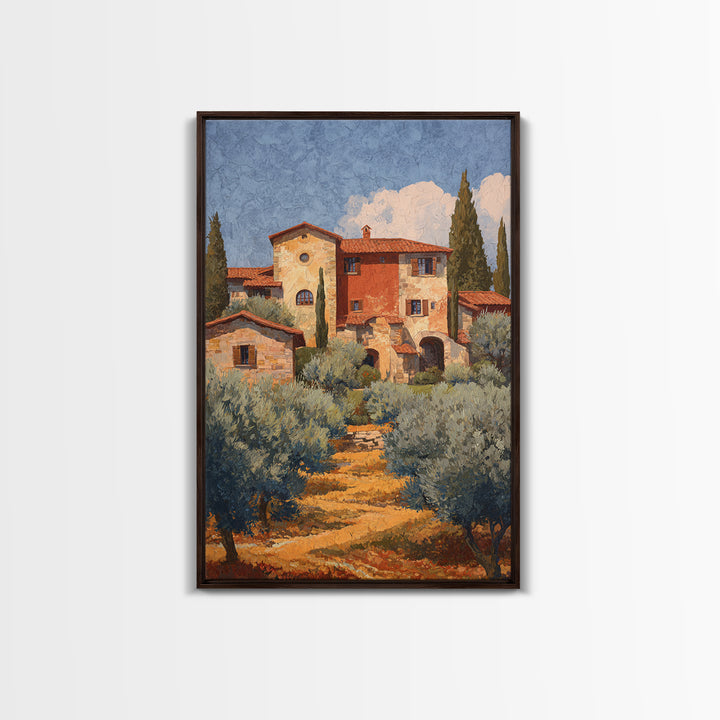Sunlit Provence Olive Grove Framed Canvas Print, French Country Art, Contemporary Art, Farmhouse Decor, Fine Art, Country, FCA-2x3-85