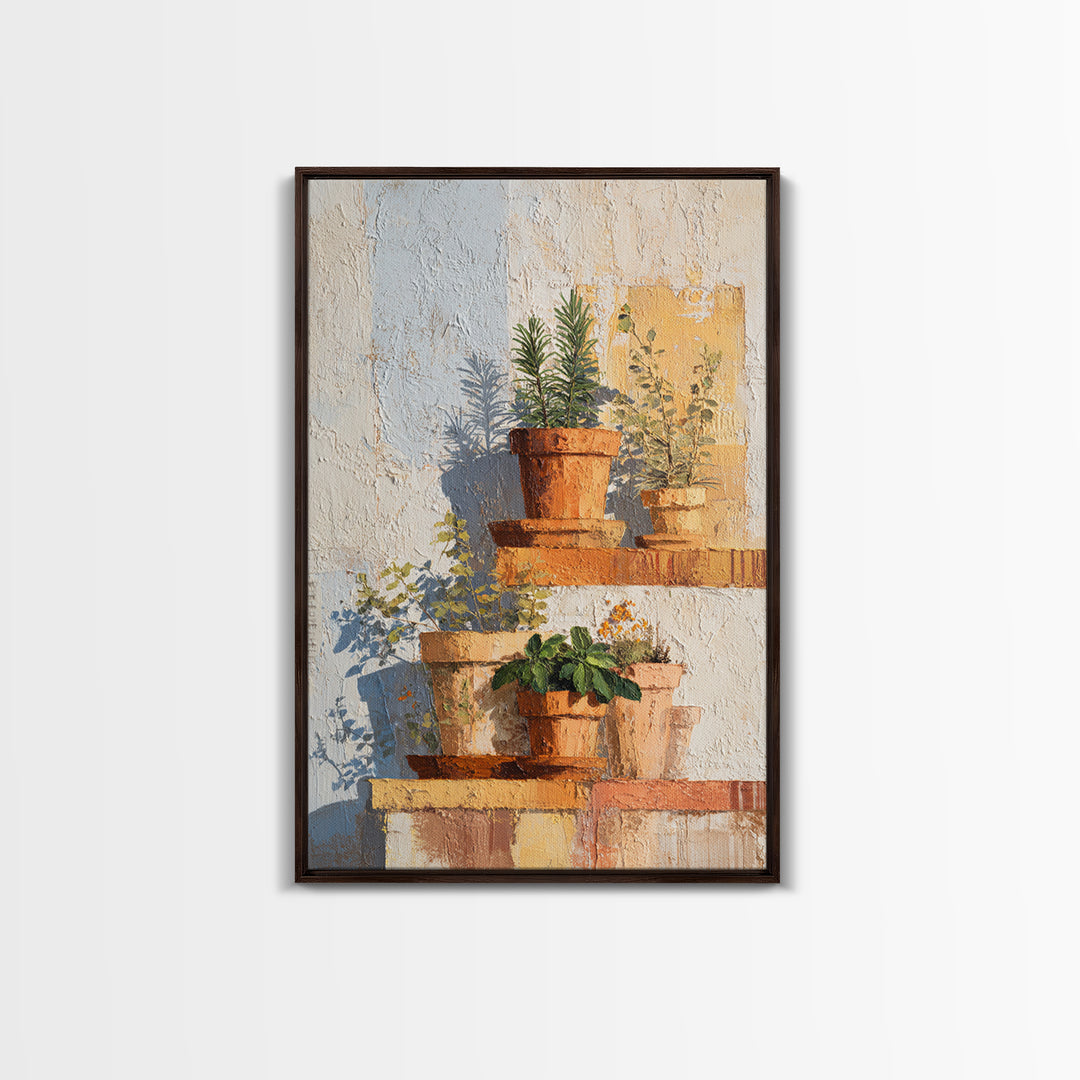 Terra Cotta Pots Canvas Print, French Country Art, Luxury Decor, Farmhouse Decor, Country, Oil Painting, Digital Wall Art, FCA-2x3-91