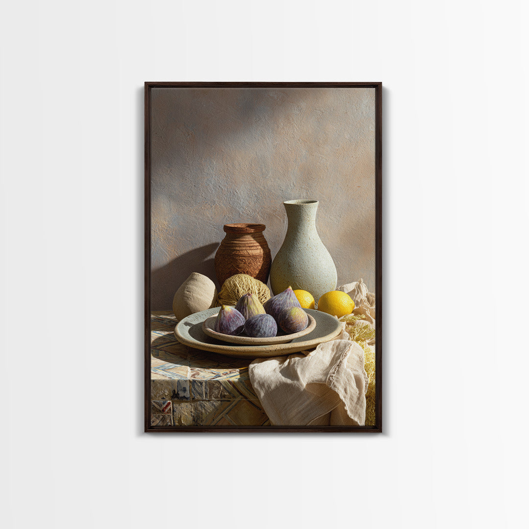 Figs on Ceramic Plate Canvas Print, French Country Art, Fine Art Print, Farmhouse Decor, Abstract Art, Country, Digital Prints, FCA-2x3-96