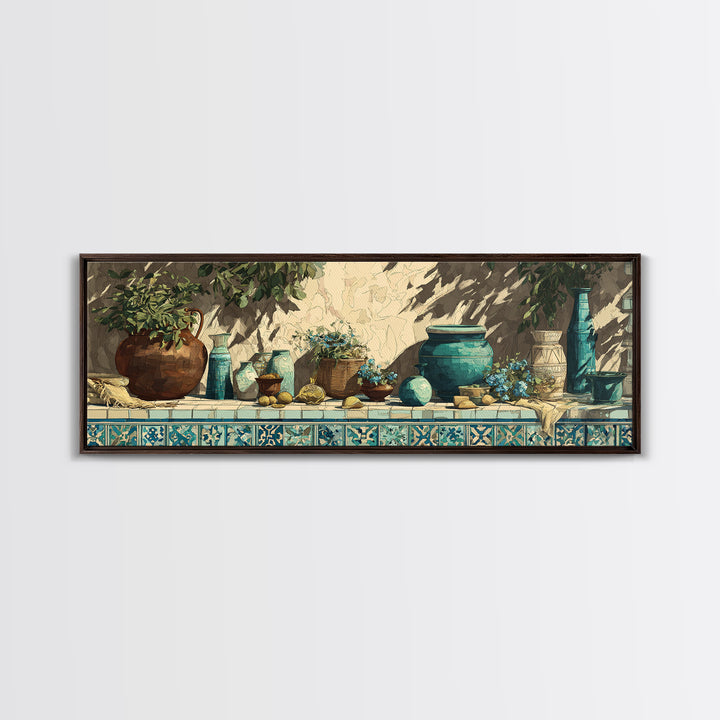 Antique Copper Pot and Flowers Still Life Canvas Print, French Country Art, Coastal Wall Art, Farmhouse Decor, Country, FCA-3x1-16