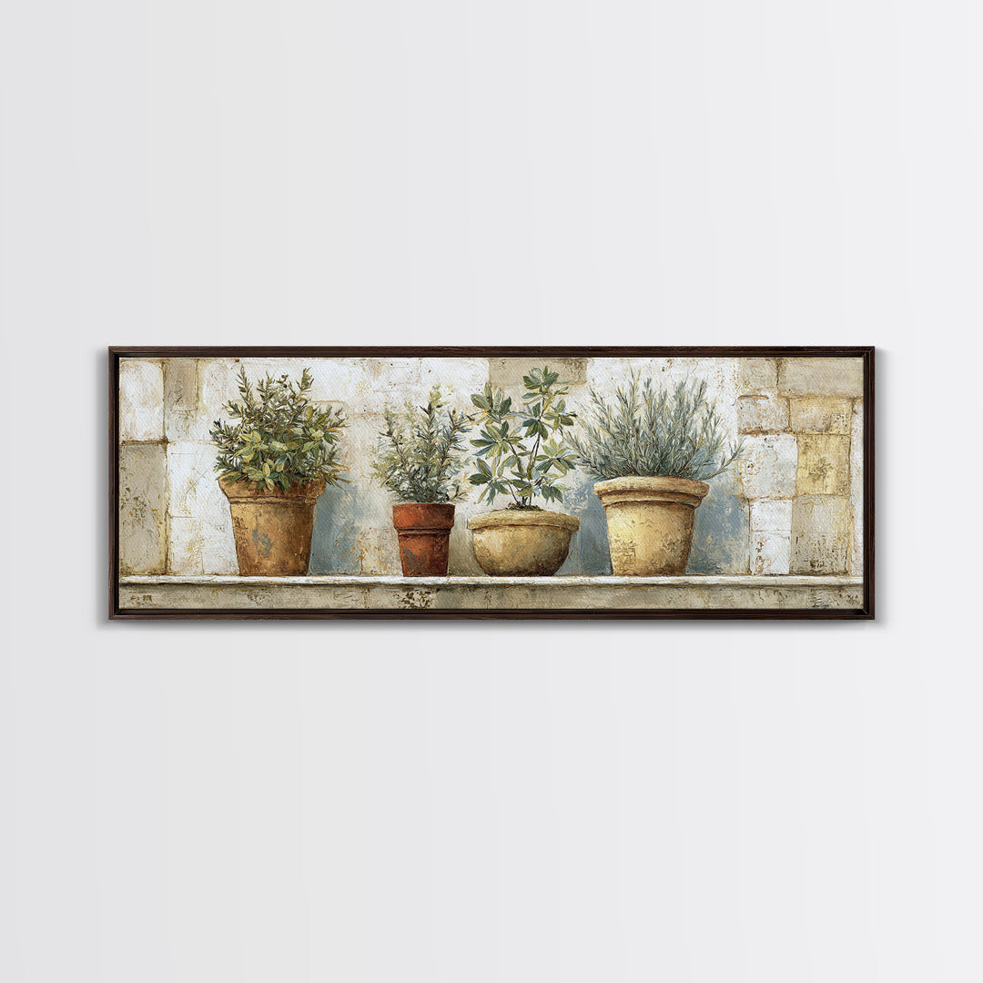 Terra Cotta Pots Canvas Print, French Country Art, Farmhouse Wall Art, Farmhouse Decor, Fine Art, Country, Boho Decor, FCA-3x1-3