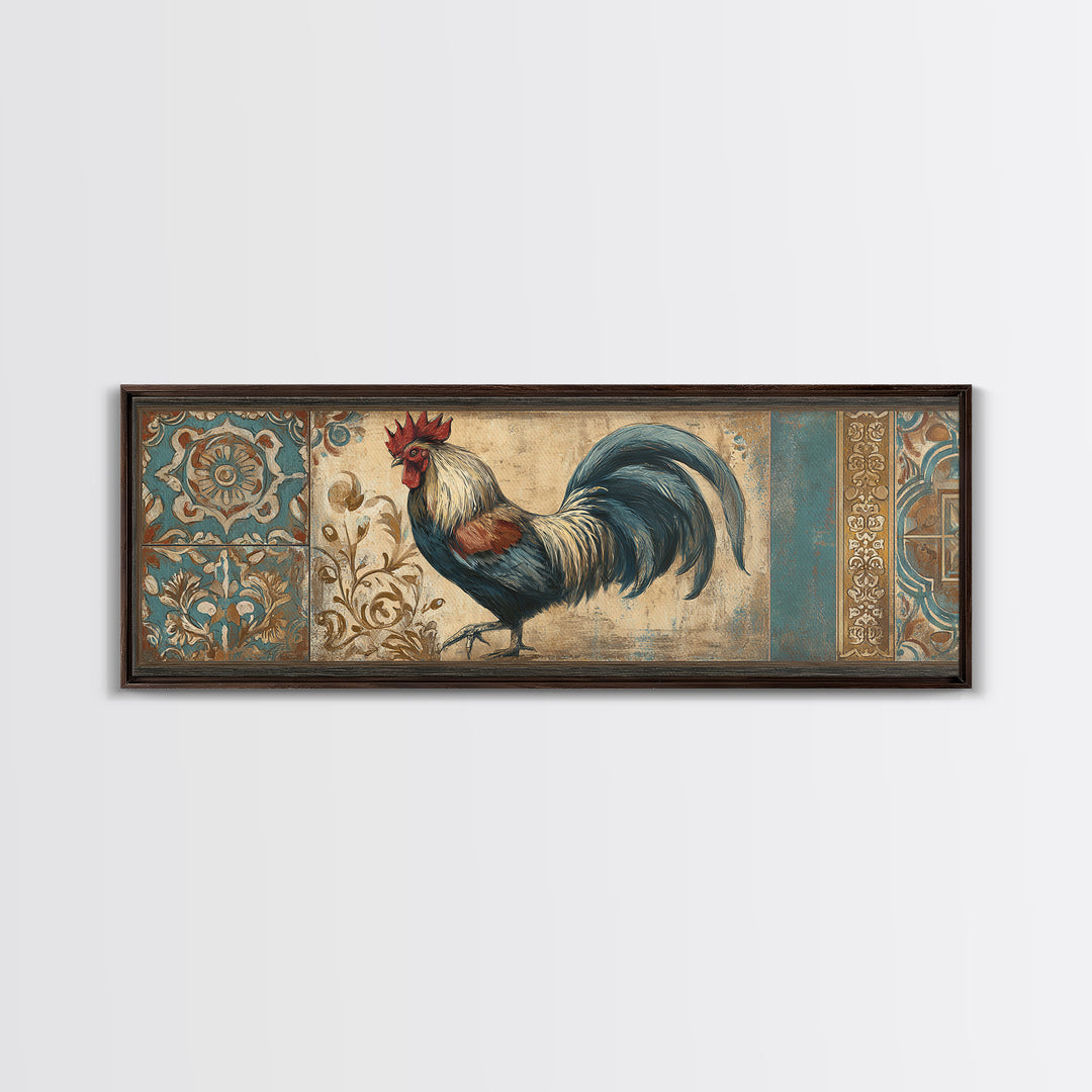 Rooster Portrait in Rustic French Palette Canvas Print, French Country Art, Farmhouse Decor, Oil Painting, Country, FCA-3x1-42