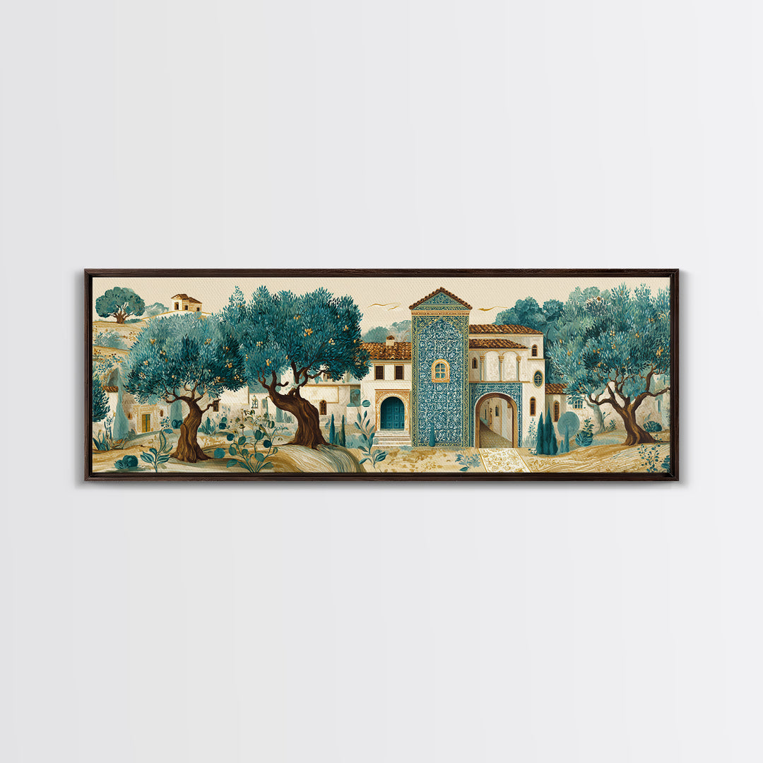 Sunlit Provence Olive Grove Canvas Print, French Country Art, Original Painting, Farmhouse Decor, Country, Coastal Wall Art, FCA-3x1-45