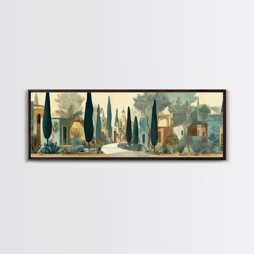Country Lane Lined Framed Canvas Print, French Country Art, Neutral Decor, Farmhouse Decor, Abstract Art, Country, Wall Art, FCA-3x1-63