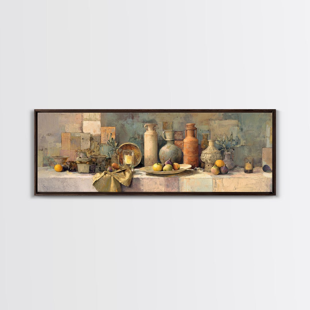 Figs on Ceramic Plate Canvas Print, French Country Art, Minimalist Decor, Farmhouse Decor, Abstract Art, Country, FCA-3x1-80