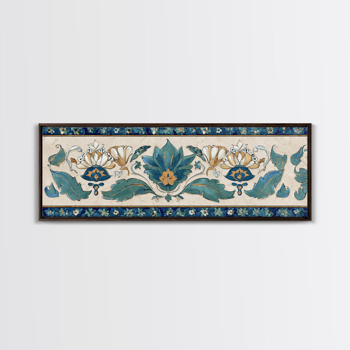 French Script Flourishes Without Readable Text Framed Canvas Print, French Country Art, Digital Art, Farmhouse Decor, Country, FCA-3x1-82