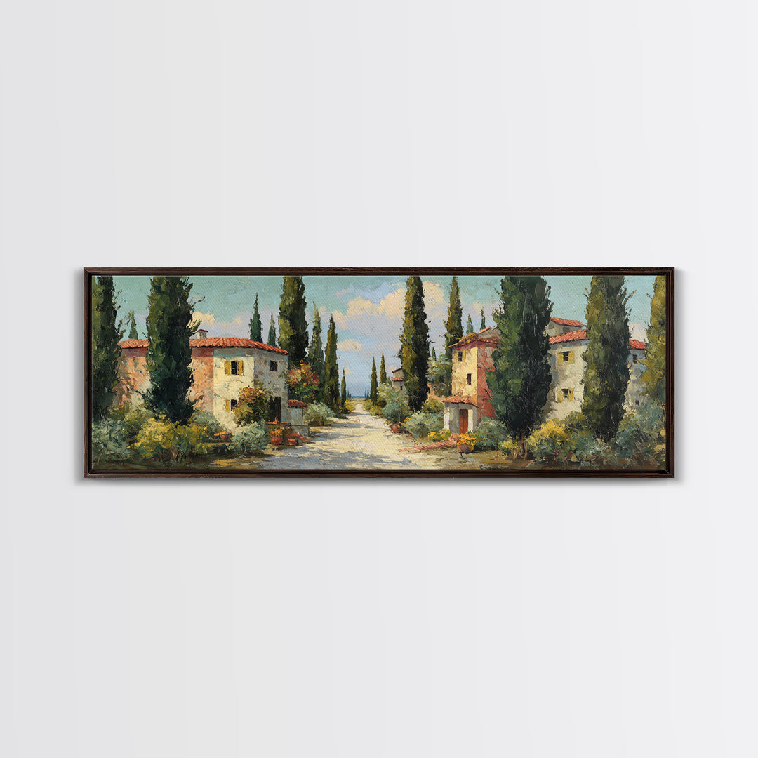 Country Lane Lined Framed Canvas Print, French Country Art, Contemporary Art, Farmhouse Decor, Abstract Art, Country, FCA-3x1-87