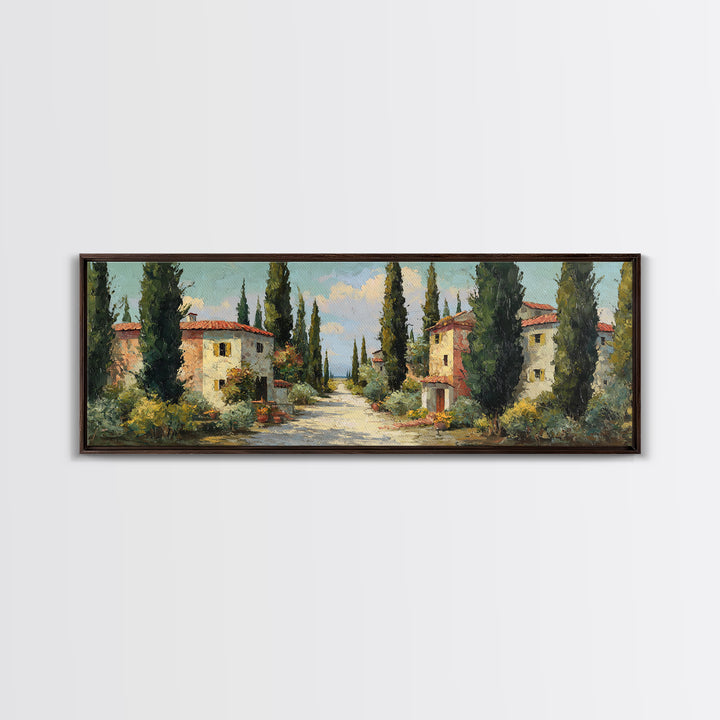 Country Lane Lined Framed Canvas Print, French Country Art, Contemporary Art, Farmhouse Decor, Abstract Art, Country, FCA-3x1-87