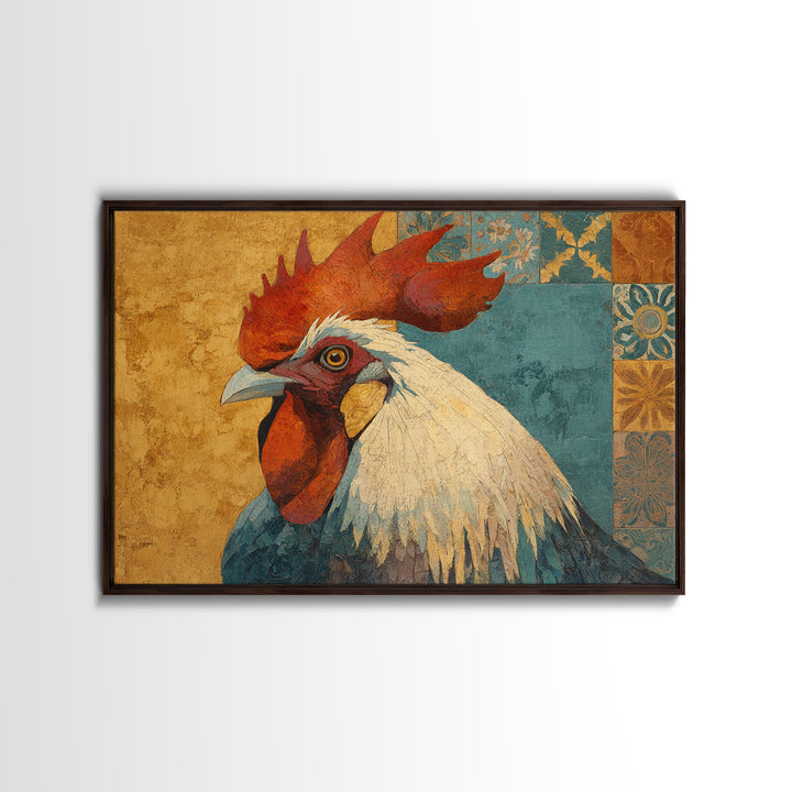 Rooster Portrait in Rustic French Palette Canvas Print, French Country Art, Original Painting, Farmhouse Decor, Country, FCA-3x2-30