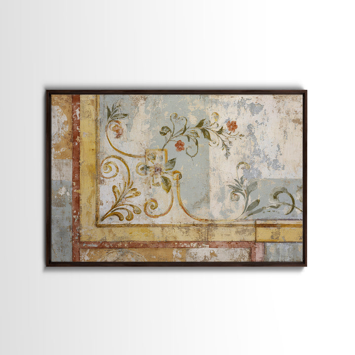 French Script Flourishes Without Readable Text Framed Canvas Print, French Country Art, Digital Art, Farmhouse Decor, Country, FCA-3x2-46