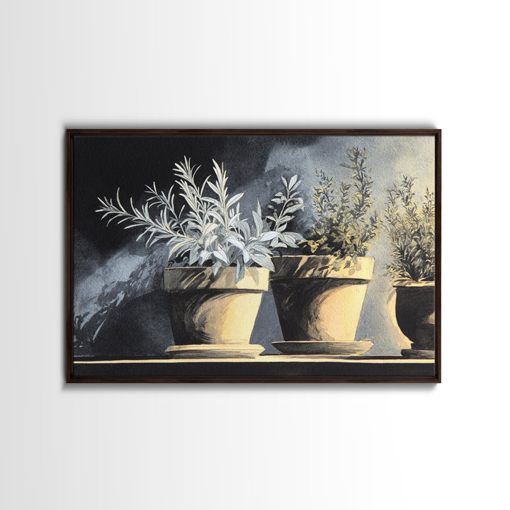 Terra Cotta Pots Framed Canvas Print, French Country Art, Neutral Decor, Farmhouse Decor, Fine Art, Country, Wall Art, FCA-3x2-63