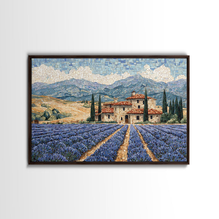 Lavender Field with Distant Stone Farmhouse Canvas Print, French Country Art, Farmhouse Wall Decor, Farmhouse Decor, Country, FCA-3x2-77