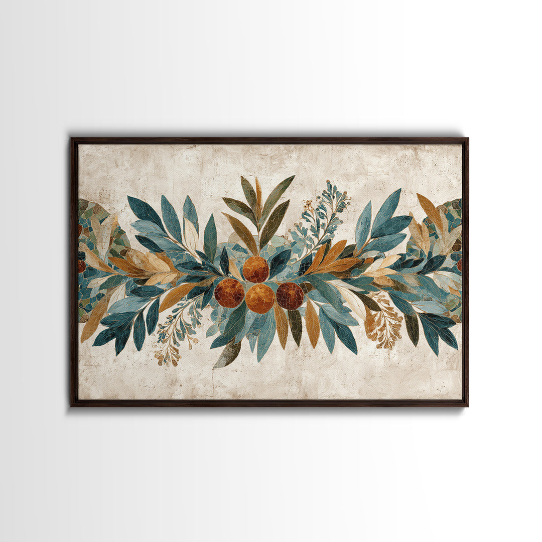 Olive Branch Wreath on Cream Ground Canvas Print, French Country Art, Printable Art, Farmhouse Decor, Oil Painting, Country, FCA-3x2-98