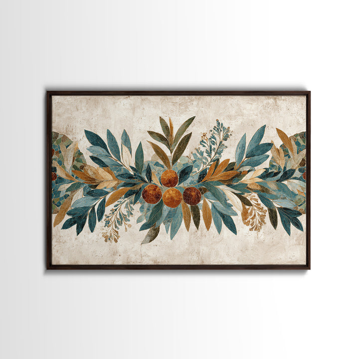Olive Branch Wreath on Cream Ground Canvas Print, French Country Art, Printable Art, Farmhouse Decor, Oil Painting, Country, FCA-3x2-98