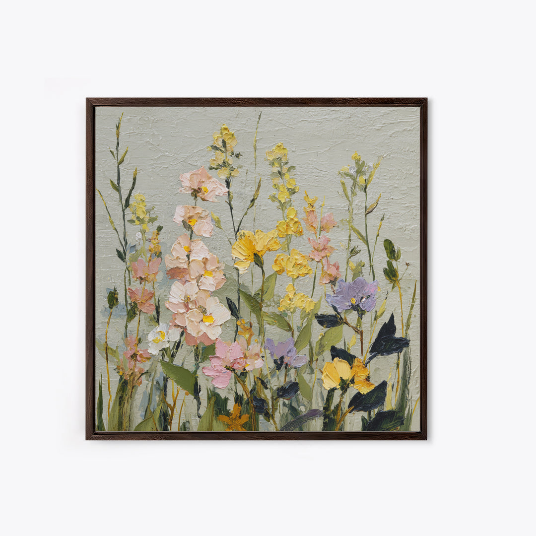 Wildflower Meadow in Loose Impressionist Paint Canvas Print, Floral Art, Art, Living Room Decor, Oil Painting, Bloom, FLO-1x1-99