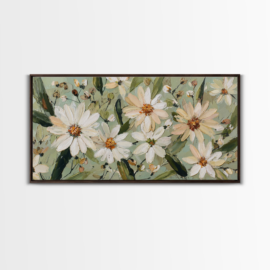 Wildflower Meadow in Loose Impressionist Paint Canvas Print, Floral Art, Mid Century Modern, Living Room Decor, Bloom, FLO-2x1-23