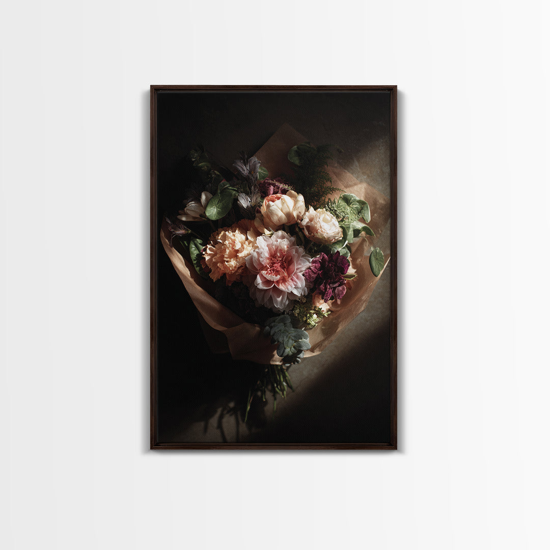 Romantic Bouquet Wrapped Canvas Print, Floral Art, Statement Artwork, Living Room Decor, Fine Art, Bloom, Wall Decor, FLO-2x3-32