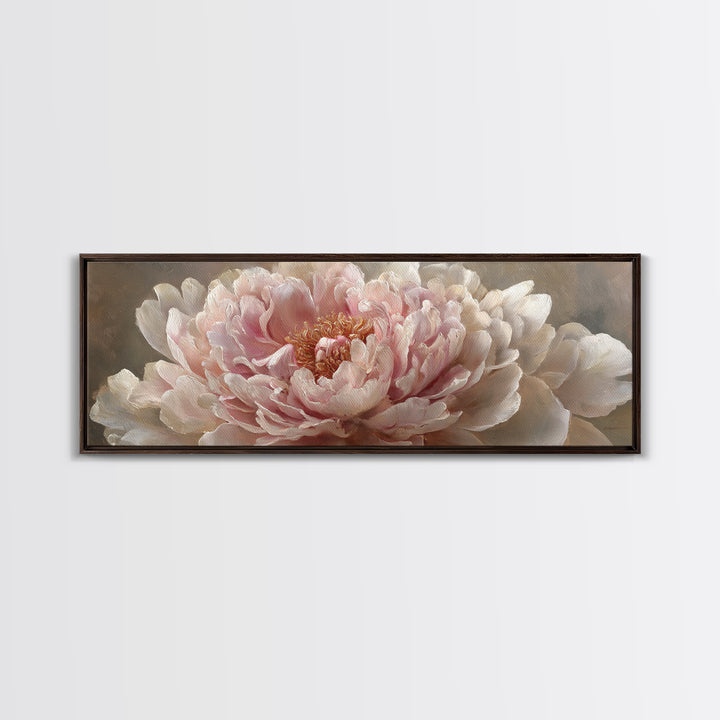 Oversized Blush Peony Canvas Print, Floral Art, Neutral Tone Abstract Floral Art, Living Room Decor, Fine Art, Bloom, FLO-3x1-41