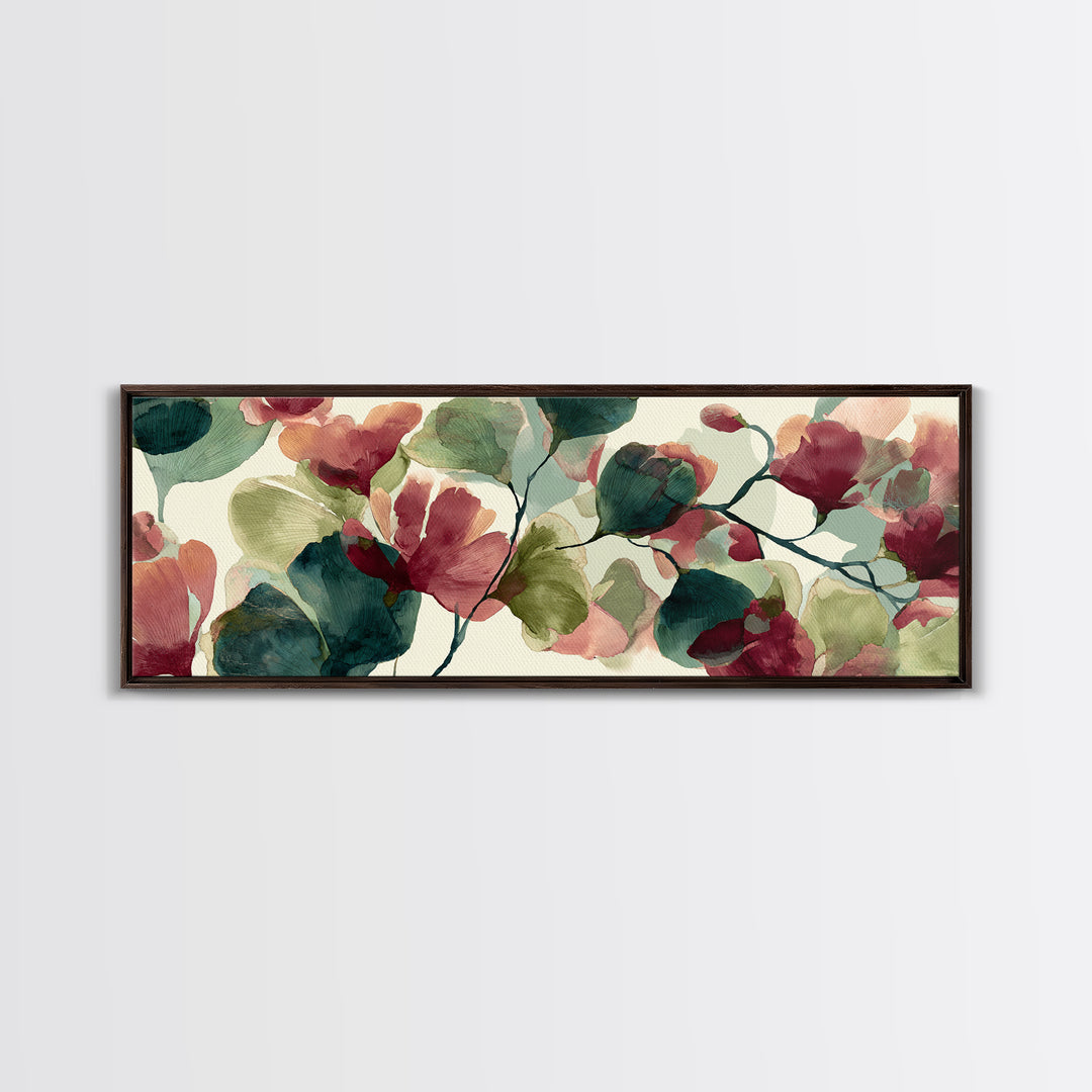 Abstract Flower Forms Framed Canvas Print, Floral Art, Peel Stick Wallpaper, Living Room Decor, Oil Painting, Bloom, FLO-3x1-82