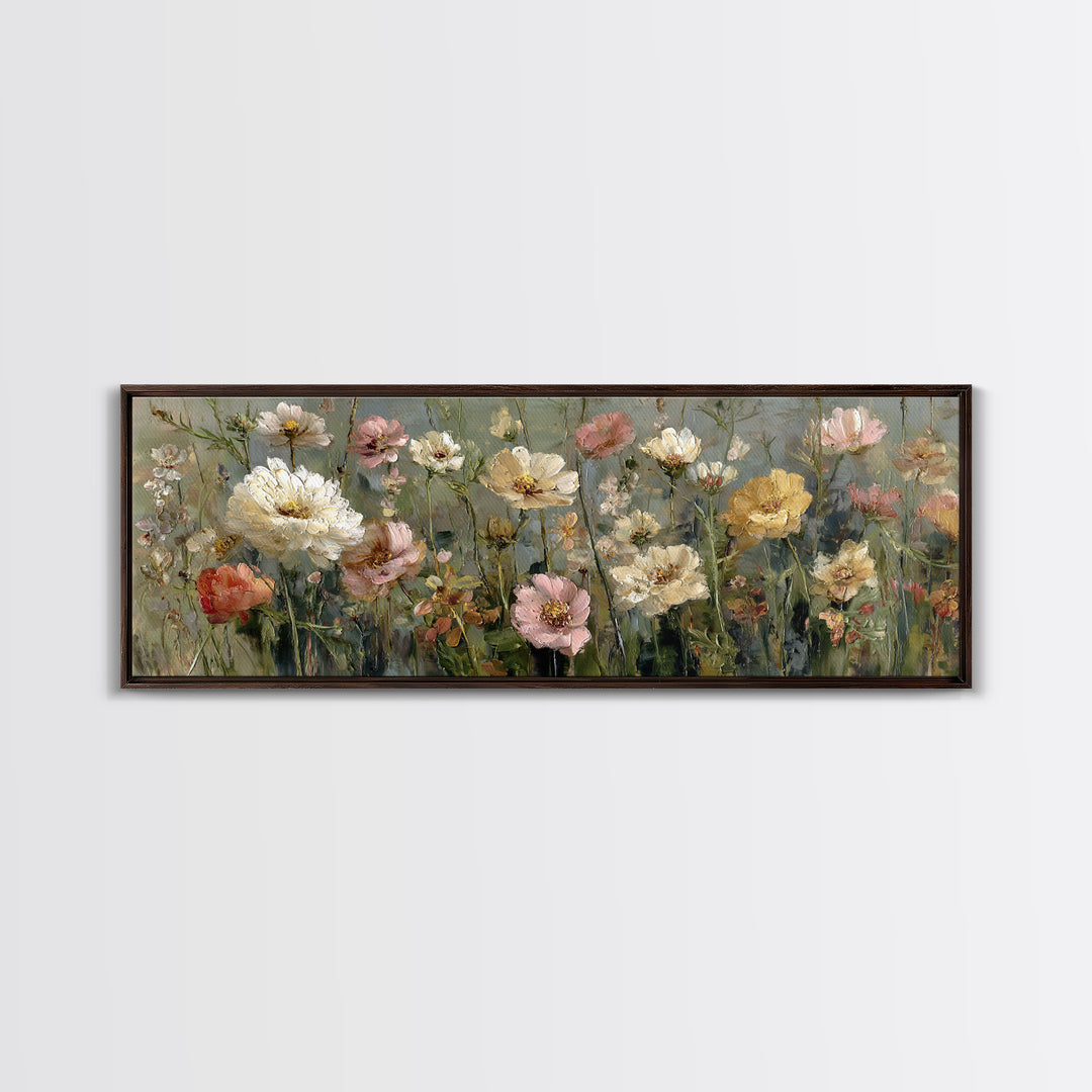 Wildflower Meadow in Loose Impressionist Paint Canvas Print, Floral Art, Art Print, Living Room Decor, Fine Art, Bloom, FLO-3x1-91