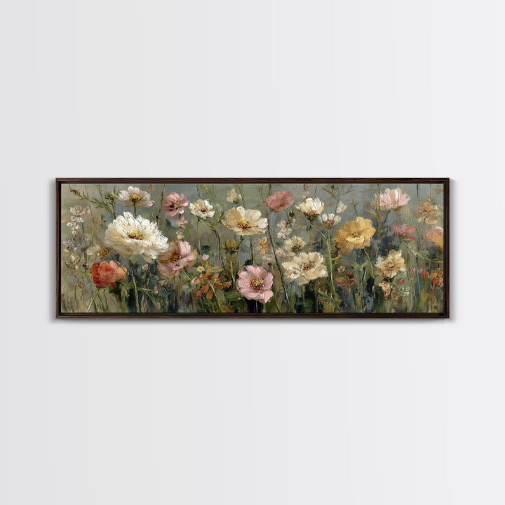 Wildflower Meadow in Loose Impressionist Paint Canvas Print, Floral Art, Art Print, Living Room Decor, Fine Art, Bloom, FLO-3x1-91
