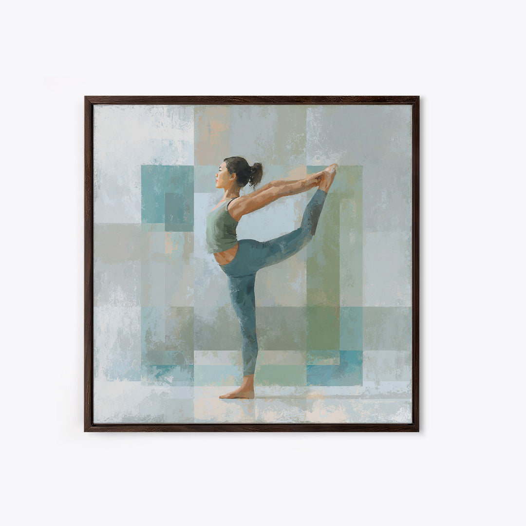 Female Athlete Stretching Framed Canvas Print, Fitness Studio Art, Aesthetic Room Decor, Gym Decor, Fine Art, Motion, FSA-1x1-27