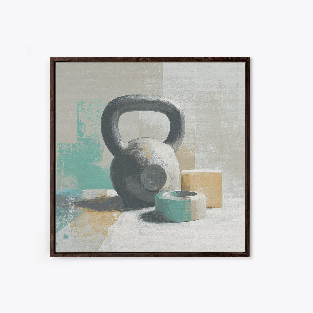 Kettlebell and Chalk Dust Canvas Print, Fitness Studio Art, Home Gym Sign, Gym Decor, Oil Painting, Motion, Motivational Canvas, FSA-1x1-30