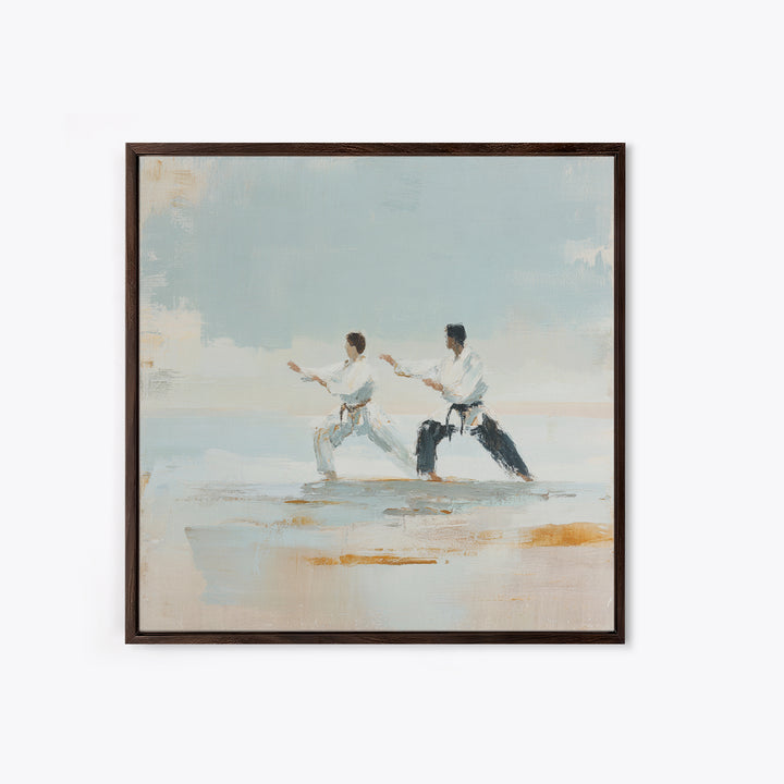 Martial Artist Pose Framed Canvas Print, Fitness Studio Art, Home Gym Decor, Gym Decor, Oil Painting, Motion, Home Gym Wall Art, FSA-1x1-43
